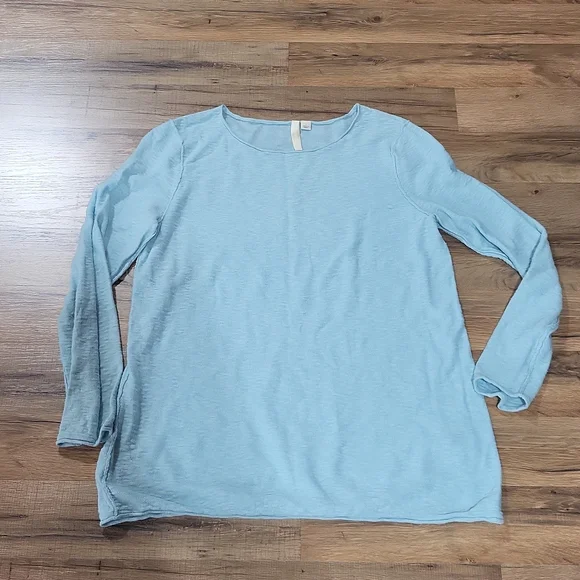 J. JILL PURE JILL Aqua Blue Scoop Neck Cotton Linen Blend Lightweight Sweater - Picture 3 of 11